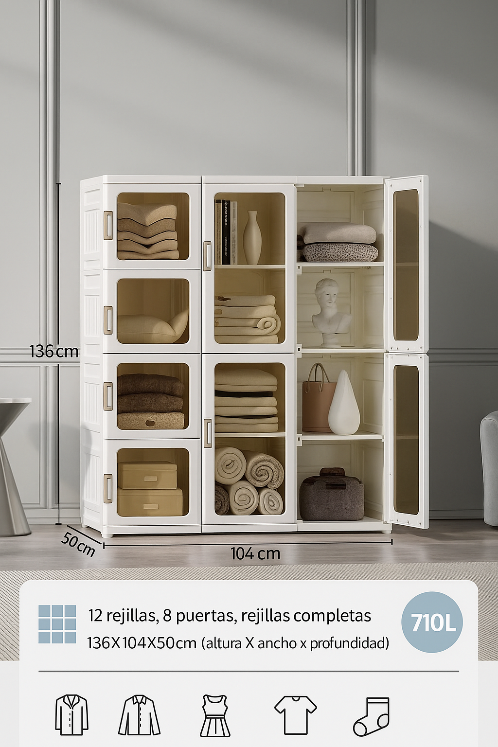 Organizador plegable: compra 1 y llévate 2 - Obtenga 10 perchas gratis