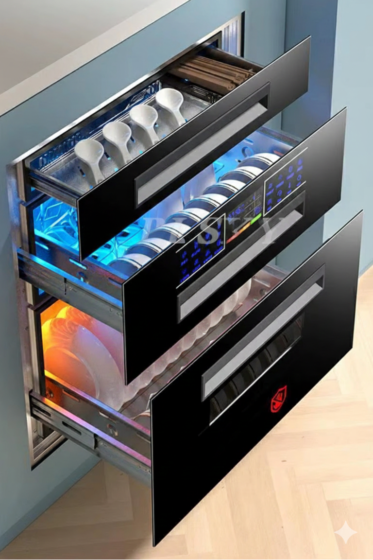 Lavavajillas eléctrico con sistema de desinfección incorporado, 120 litros.