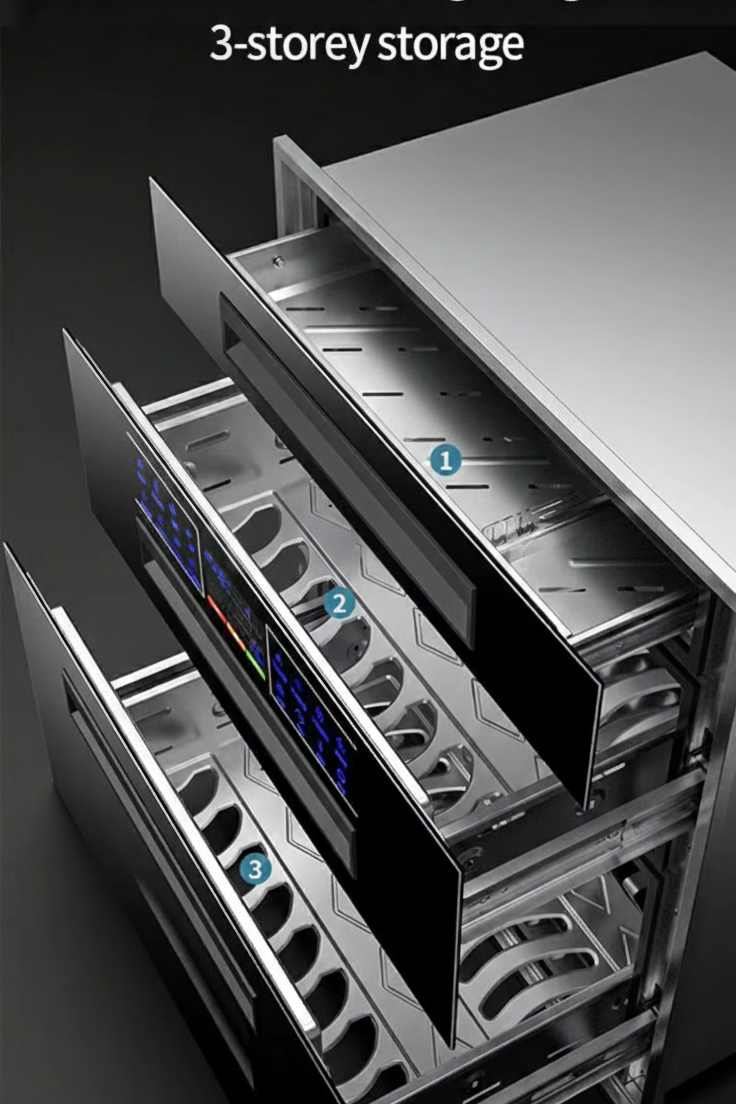 Lavavajillas eléctrico con sistema de desinfección incorporado, 120 litros.