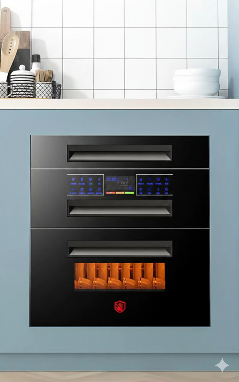 Lavavajillas eléctrico con sistema de desinfección incorporado, 120 litros.