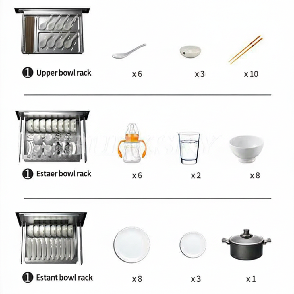 Lavavajillas eléctrico con sistema de desinfección incorporado, 120 litros.